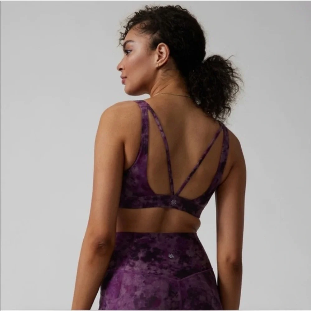 Athleta Exhale Printed Purple‎ Tie Dye Bra